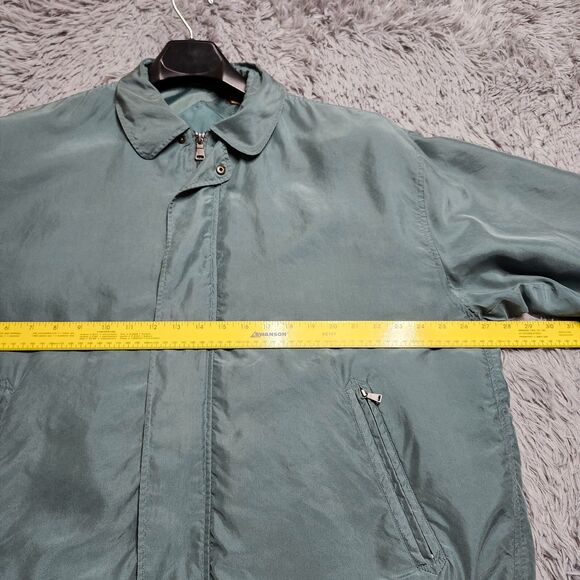 Bobby Chan Green‎ Jacket Mens Size XL 100% Silk Full Zip Pocket Lightweight Coat - Picture 7 of 10